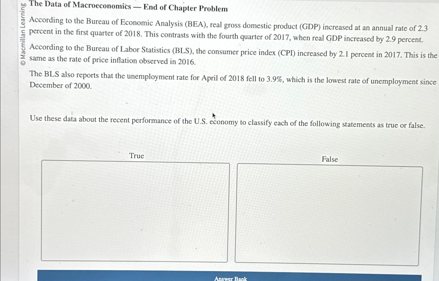 Solved A The Data Of Macroeconomics - ﻿End Of Chapter | Chegg.com