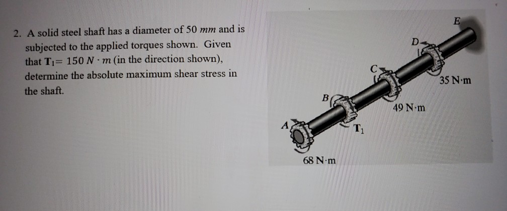 Solved E D 2. A solid steel shaft has a diameter of 50 mm | Chegg.com