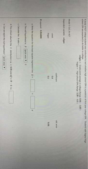Solved A study of 427 college students was conducted to test | Chegg.com