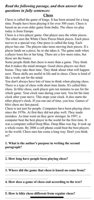 Solved Read the following passage, and then answer the | Chegg.com