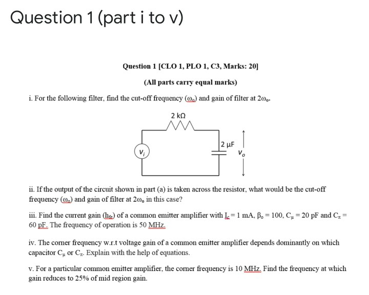 Solved Question 1 Part I To V Question 1 Clo 1 Plo 1 Chegg Com