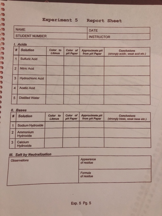 experiment 5 report sheet