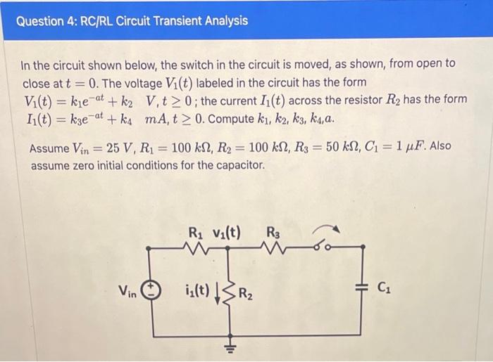 Solved In The Circuit Shown Below, The Switch In The Circuit | Chegg.com