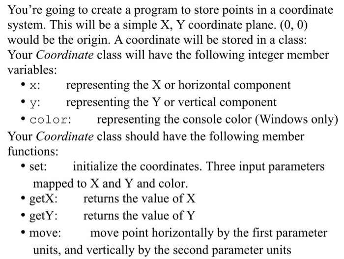 Solved You're going to create a program to store points in a | Chegg.com