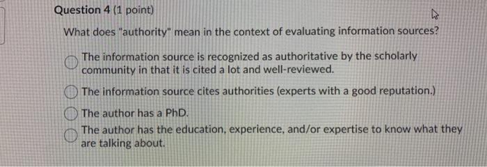 Solved Question 4 (1 point) ho What does "authority" mean in  Chegg.com