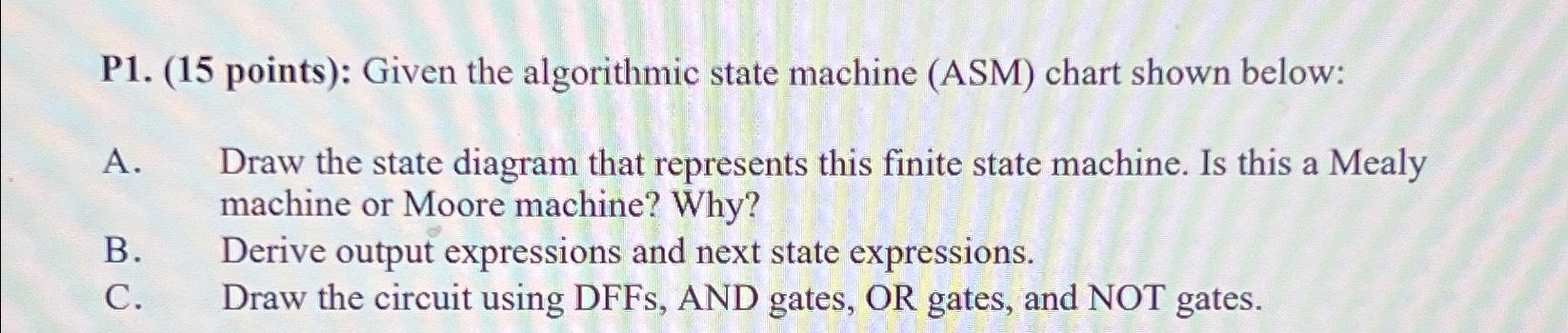 Solved P1. (15 ﻿points): Given the algorithmic state machine | Chegg.com