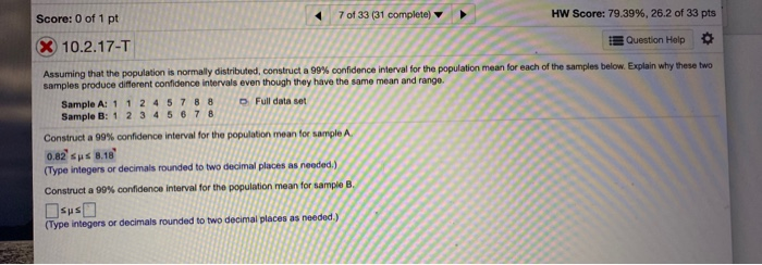 Solved Save Homework: Module 6- Confidence Interval for | Chegg.com