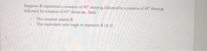 Solved Suppose R represents a rotation of 90° about followed | Chegg.com