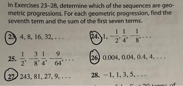 Solved In Exercises 23-28, determine which of the sequences | Chegg.com
