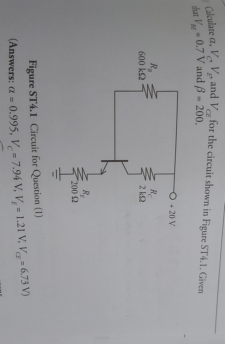 Solved That Vef 0 7 V And Ss 0 O V Re R 2 K2 S Chegg Com