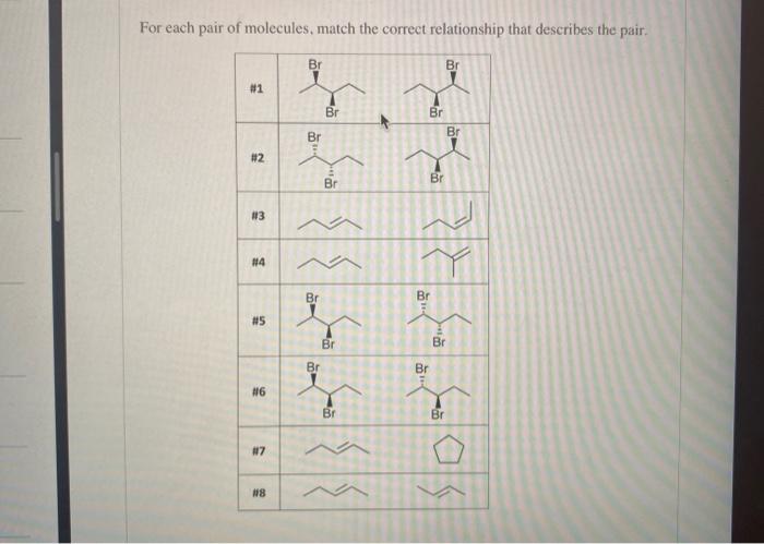 Solved For each pair of molecules, match the correct | Chegg.com