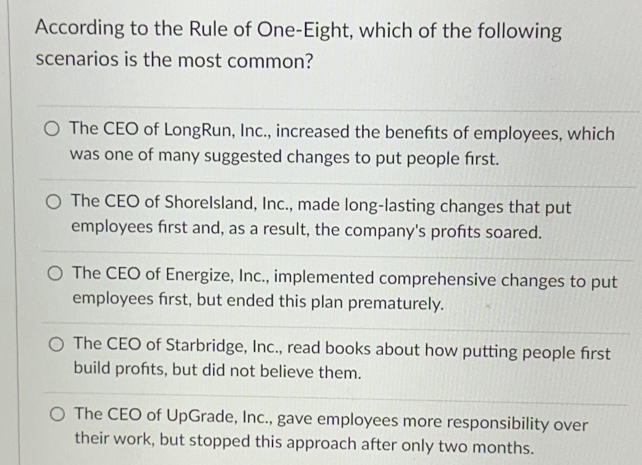 Solved According to the Rule of One-Eight, which of the | Chegg.com