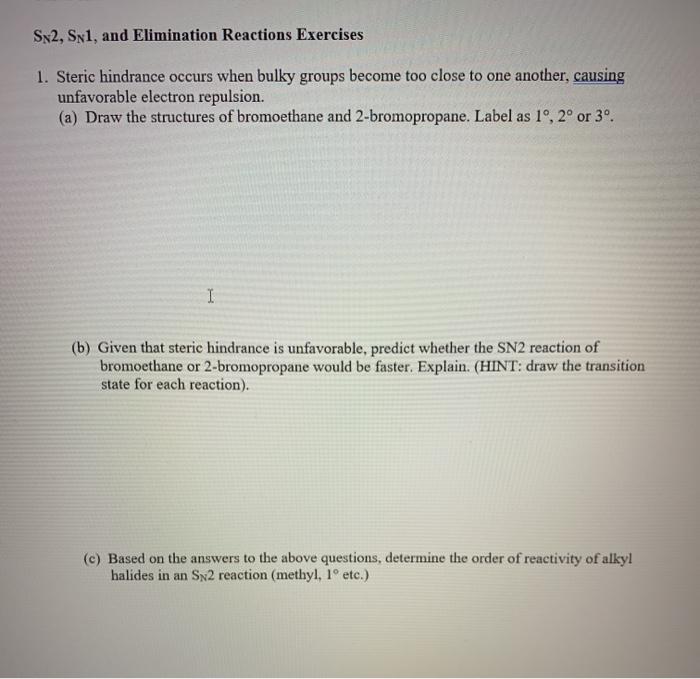 Solved Sy2, Syl, and Elimination Reactions Exercises 1.