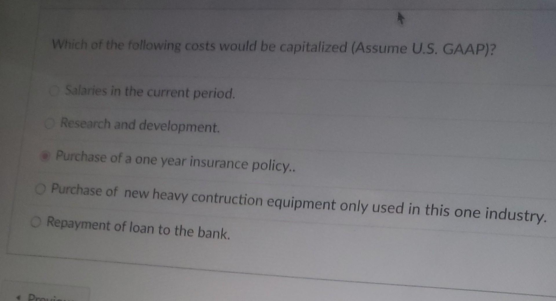 Solved Which of the following costs would be capitalized