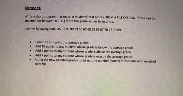 Solved Exercise #1: Write a short program that reads in | Chegg.com