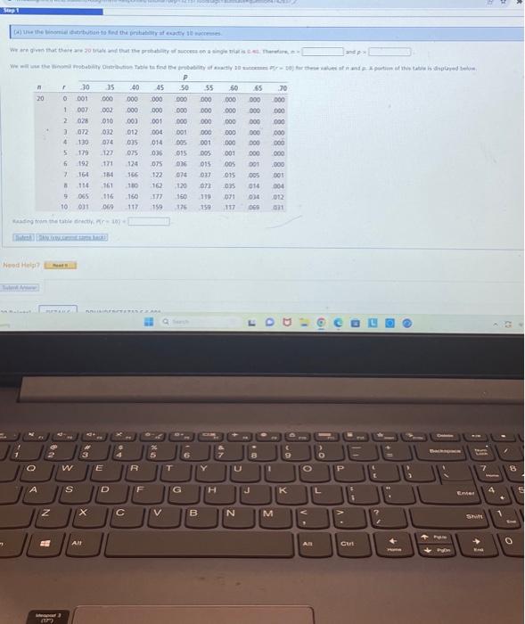 Solved Step 1 (a) Use the binomial distribution to find the | Chegg.com