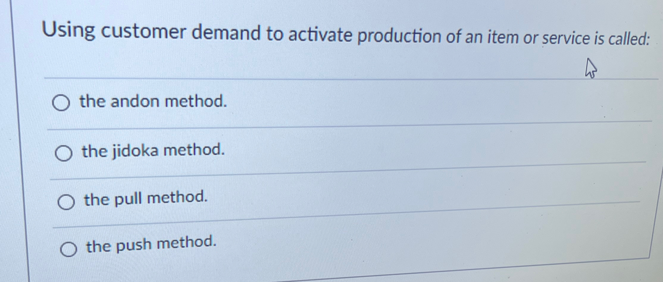 Solved Using customer demand to activate production of an | Chegg.com