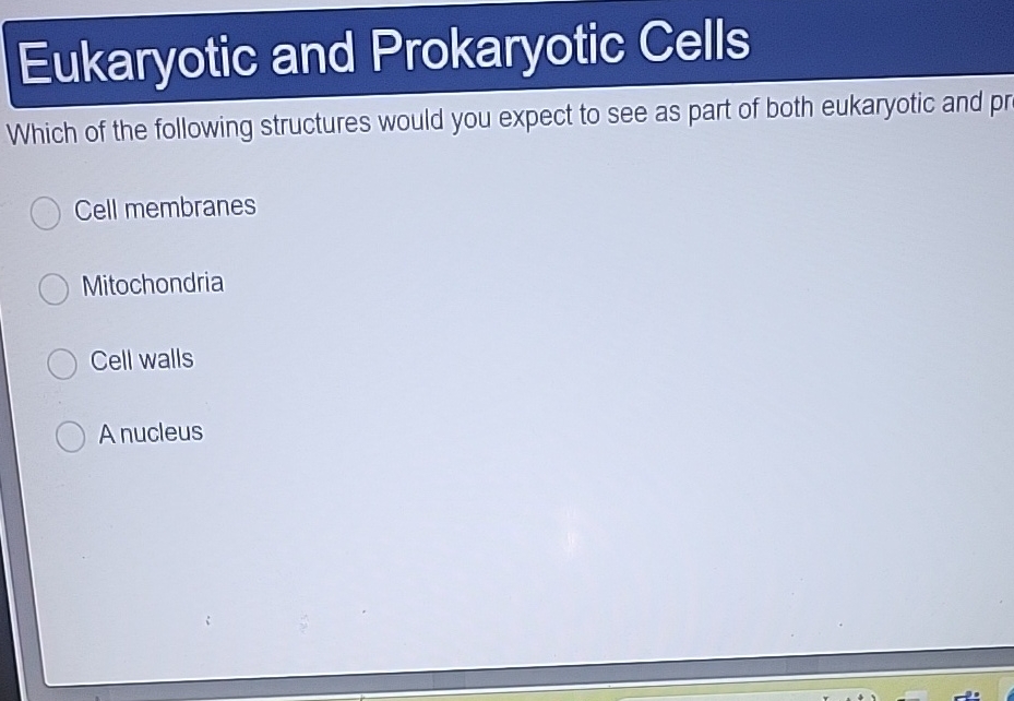 Solved Eukaryotic and Prokaryotic CellsWhich of the | Chegg.com