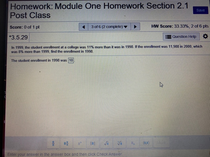 Solved Homework: Module One Homework Section 2.1 Post Class | Chegg.com