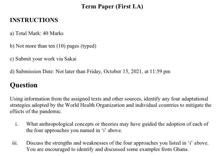 Table of contents term paper example image