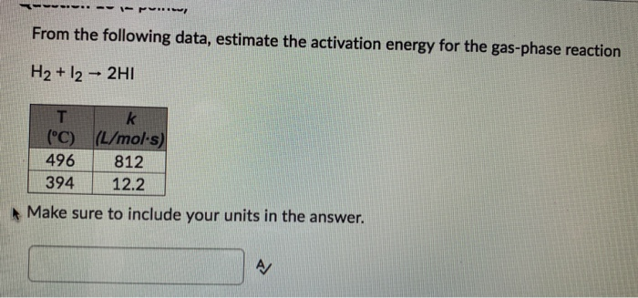 Solved Wy From The Following Data, Estimate The Activation | Chegg.com