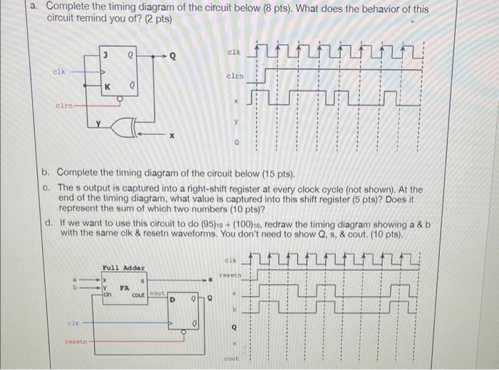 Solved Complete the timing diagram of the circuit below ( | Chegg.com