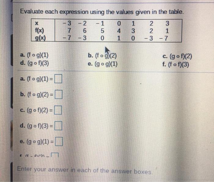 Solved Evaluate each expression using the values given in | Chegg.com