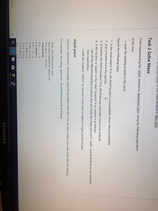 U lost every method in Maze.java. Task 2 Solve Maze