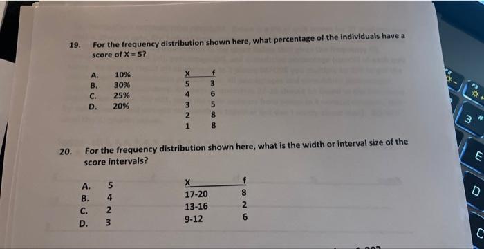 Solved 19. For the frequency distribution shown here, what | Chegg.com