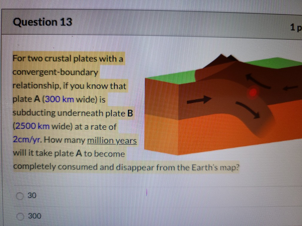 Solved Question 13 1p 1 For two crustal plates with a