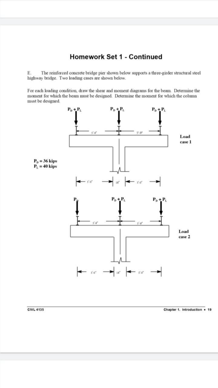 Solved Homework Set 1 - Continued E The Reinforced Concrete | Chegg.com