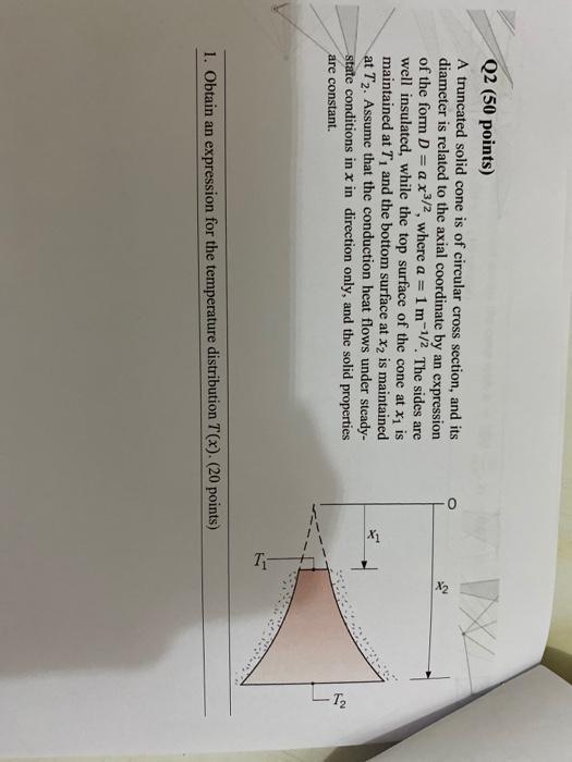Solved Q2 (50 points) A truncated solid cone is of circular | Chegg.com