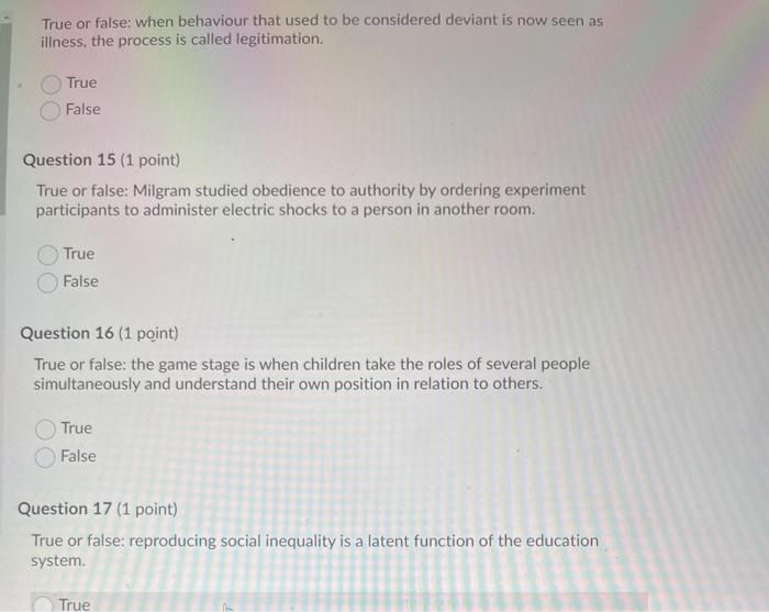 Solved True or false: when behaviour that used to be | Chegg.com