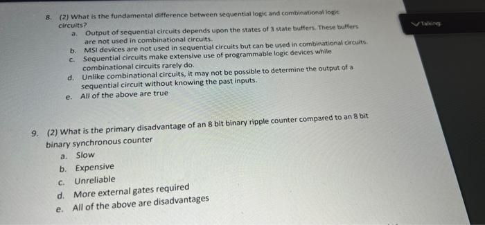 Solved VW 8. (2) What is the fundamental difference between | Chegg.com