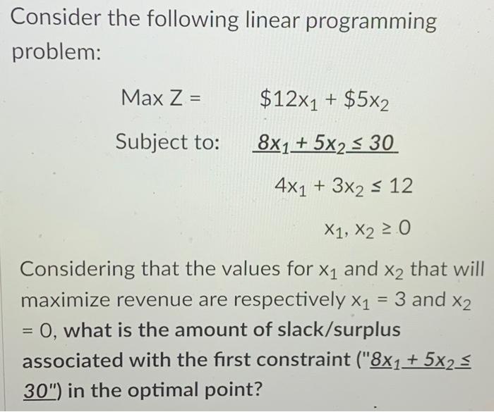 Solved Consider the following linear programming problem: | Chegg.com