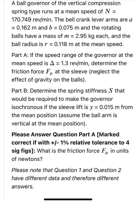 Solved spring type runs at a mean speed of N=