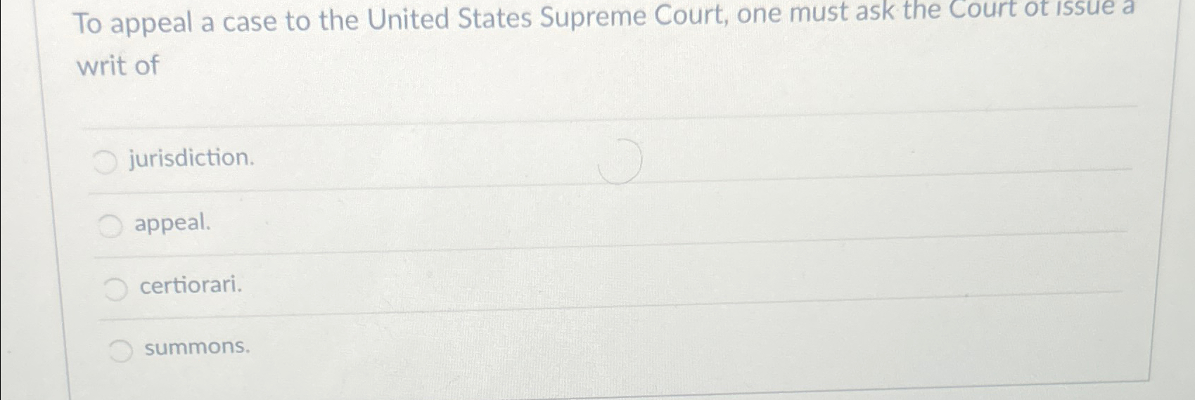 Solved To Appeal A Case To The United States Supreme Court, | Chegg.com