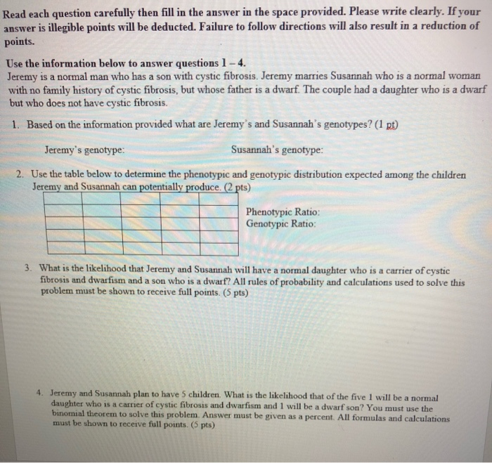 Solved Read Each Question Carefully Then Fill In The Answer | Chegg.com