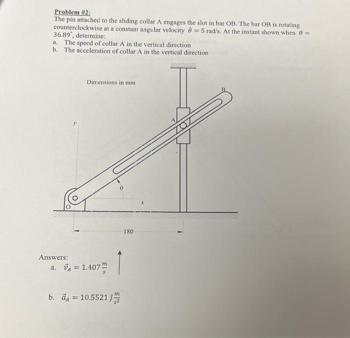 Solved Problem \#2: The pin attached to the sliding collar A | Chegg.com