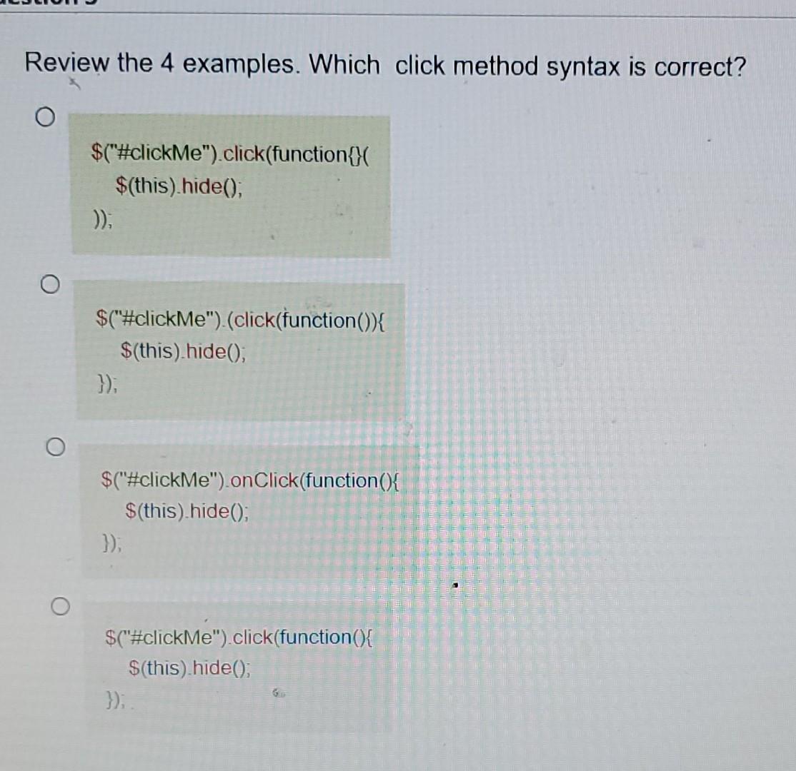 Solved Which of the following choices will remove an item | Chegg.com