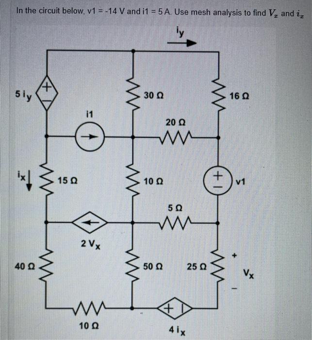Solved In the circuit below, v1 = -14 V and i1 = 5 A. Use | Chegg.com