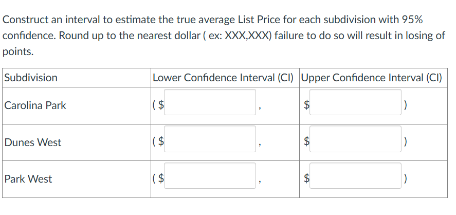 Solved Construct an interval to estimate the true average | Chegg.com