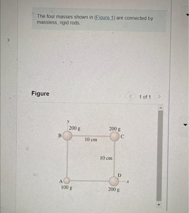 Solved The Four Masses Shown In (Figure 1) Are Connected By | Chegg.com