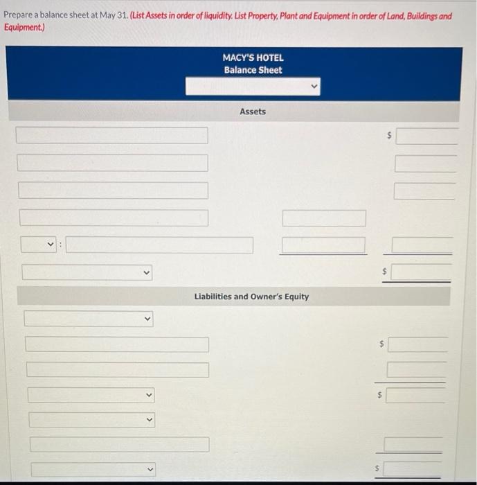 Solved Macy's Hotel opened for business on May 1, 2022. Its