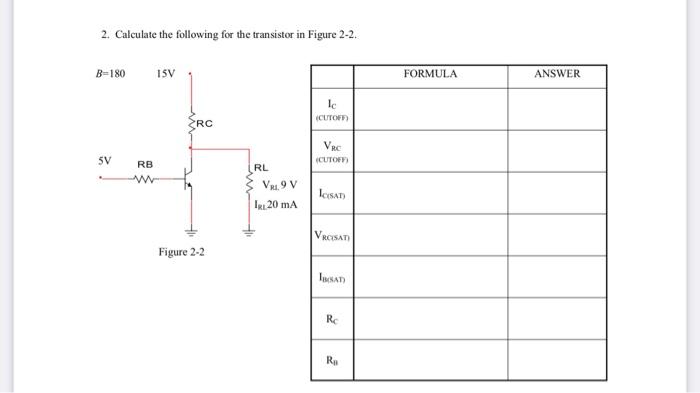 Solved 2. Calculate the following for the transistor in | Chegg.com