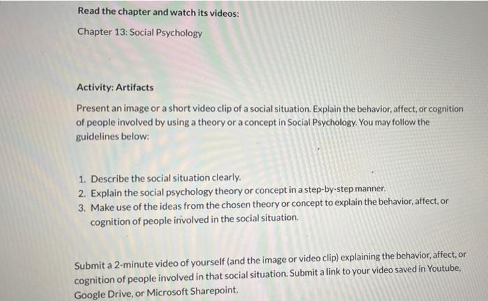 Solved Read The Chapter And Watch Its Videos: Chapter 13: | Chegg.com