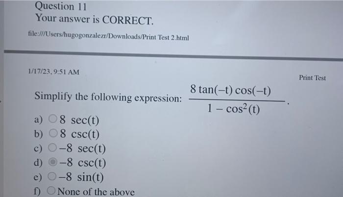 Solved 1/17/23,9:51AM Simplify the following expression: | Chegg.com