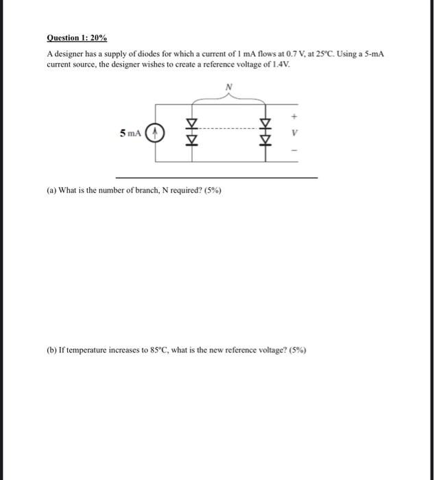 Solved Question 1: 20% A designer has a supply of diodes for | Chegg.com