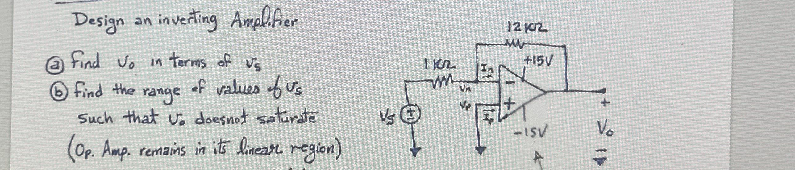 Solved Design An Inverting Amplifier\\n(a) Find V_(0) In | Chegg.com