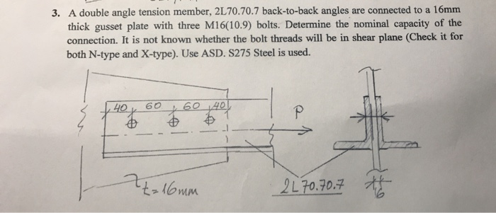 Solved 3. A double angle tension member, 2L70.70.7 | Chegg.com